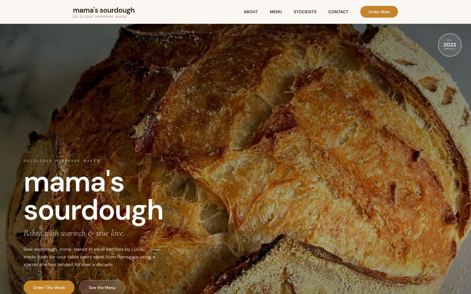 The Mama's Sourdough website homepage